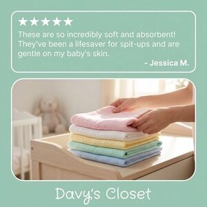 Pastel Wash/Burp Cloths 5 Pack 10x10